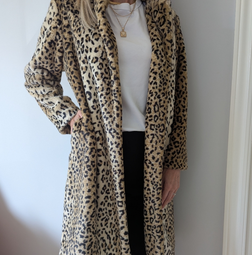 Leopard Print Faux Fur Coat